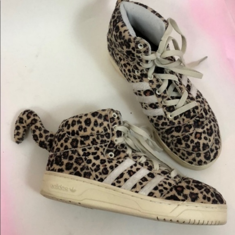 Adidas x Jeremy Scott Leopard Tail Furry High Tops - Picture 2 of 9